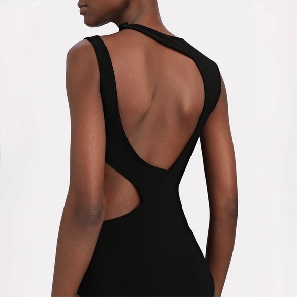 A.W.A.K.E. Mode Black Cut-Out Crepe Bodysuit - Picture 2 of 7